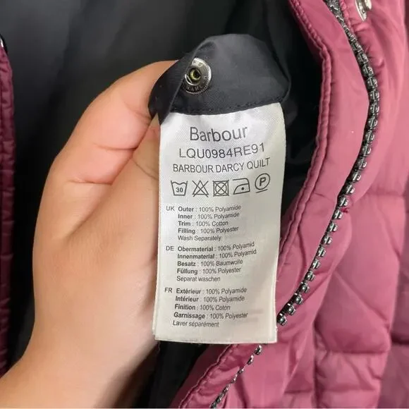 Barbour Darcy Quilt Women's Puff Coat Maroon US size 12